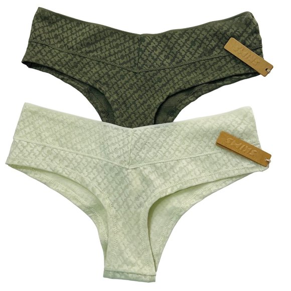 SKIMS Other - SKIMS Logo Mesh Boy Short Lot of 2 Bone Olive Womens XS